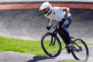 A pump track rider takes a slope at a park similar to the upcoming Ladner Bike Park.